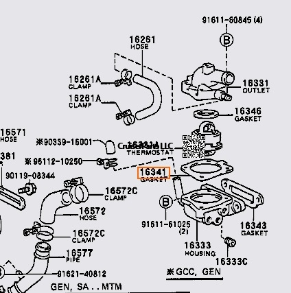 Modal Additional Images for Water Outlet Gasket for the 81-93 60, 62 and 80 Series Cruisers