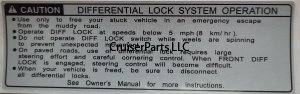 Differential Lock System Operation Decal All Models Gray