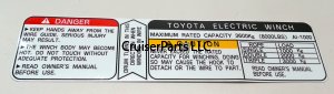 Winch Caution Decal for Early to 1987 40, 55 and 60 Series