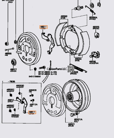 Parking Brake Lever for 68-90 40, 55, 60 and 62 Cruisers