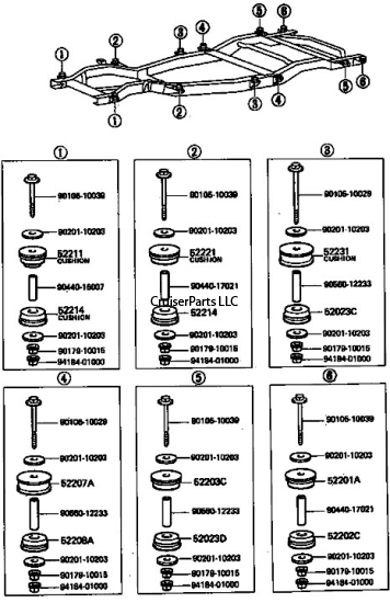 Used Toyota Body Mount Kit FJ60 HJ60 FJ62 BJ60 1981-1990
