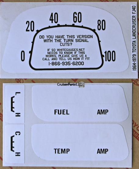 Toyota White Gauge Label Set 1964-1979 FJ40
