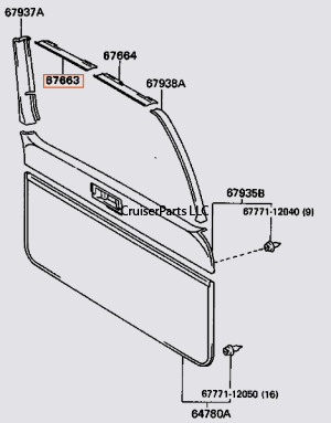Rear Lift Gate Upper Right Trim/Garnish (Gray 91-97 80 Series)
