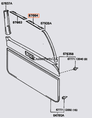 Rear Lift Gate Upper Left Trim/Garnish (Brown 91-94 80 Series)