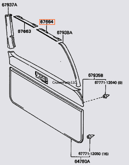 Rear Lift Gate Upper Left Trim/Garnish (Brown 91-94 80 Series)