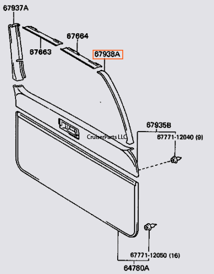 Rear Lift Gate Left Side Trim/Garnish (Brown 91-94 80 Series)