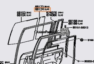 Rear Door Fixed Small door Glass 91-97 80 Series - Used