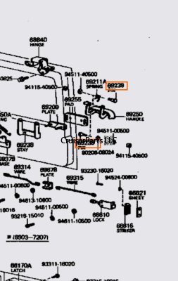 FJ40 Rear Door Outer Handle Pin to inner bracket