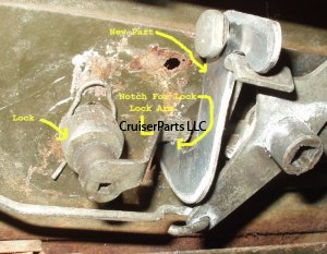 FJ40 Upper Lift Gate Lock Tab or Lever for cylinder