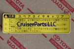Tire Carrier Notice Label Japanese