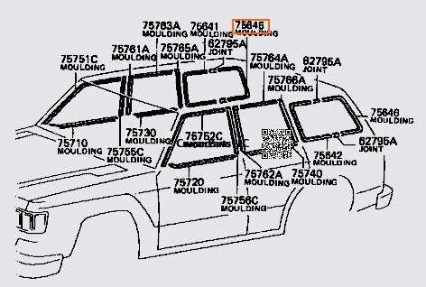 Modal Additional Images for Right Quarter Window Outside Rear Molding 81-90