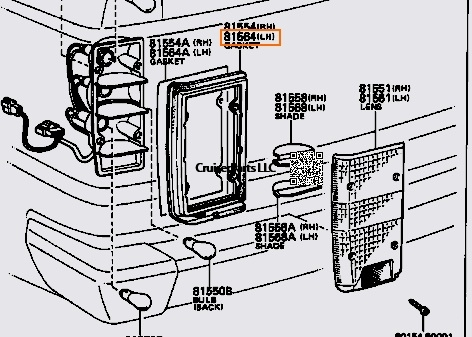 Tail Light Lens Gasket LEFT 6x series