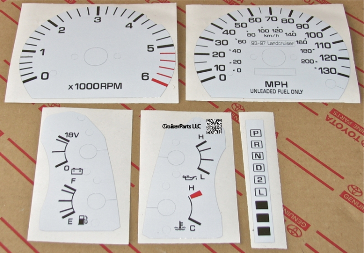 Toyota White Gauge Label Set 1993-1997