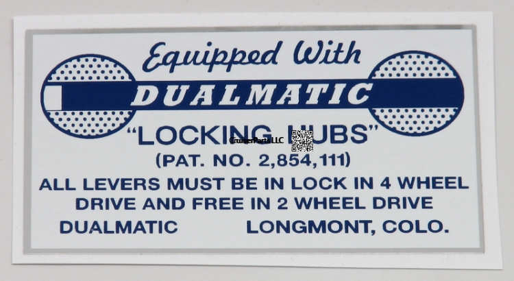 DUALMATIC Locking Hubs Dashboard Sticker