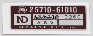 ASV Valve Part Number Sticker Brown 79-80