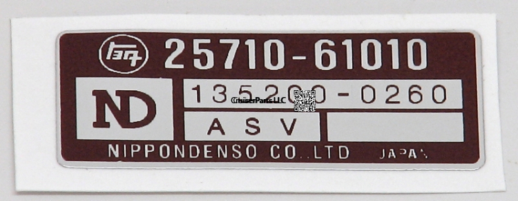 ASV Valve Part Number Sticker Brown 79-80