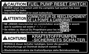 Fuel Pump Reset Switch Sticker