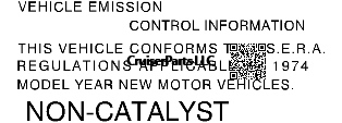 Vehicle Emission Control Decal NON-CATALYST 1974
