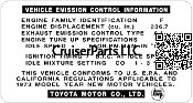 1973 Emission Decal - 2F