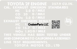 2F California Exhaust Emission Decal