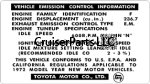 1972 Vehicle Emissions Control Decal