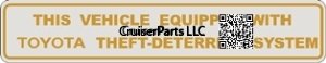 Toyota Theft-Deterrent System Decal