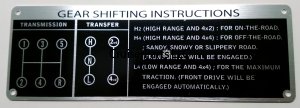 5-Speed Gear Shifting Instruction Plate